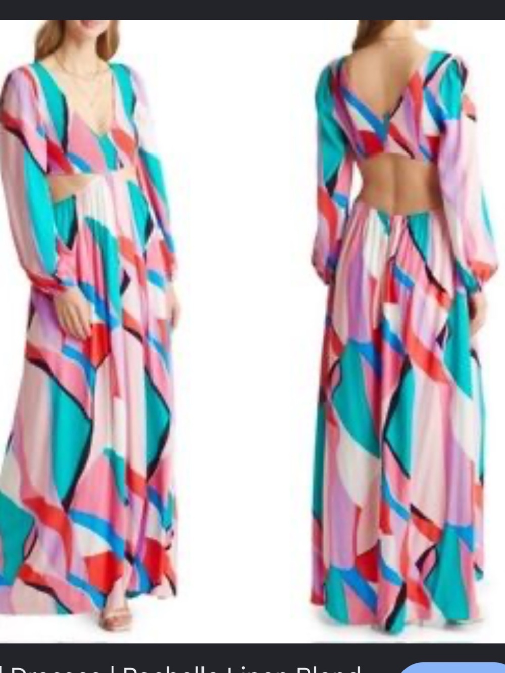 VICI Teal Pink & Red Geometric Maxi Dress